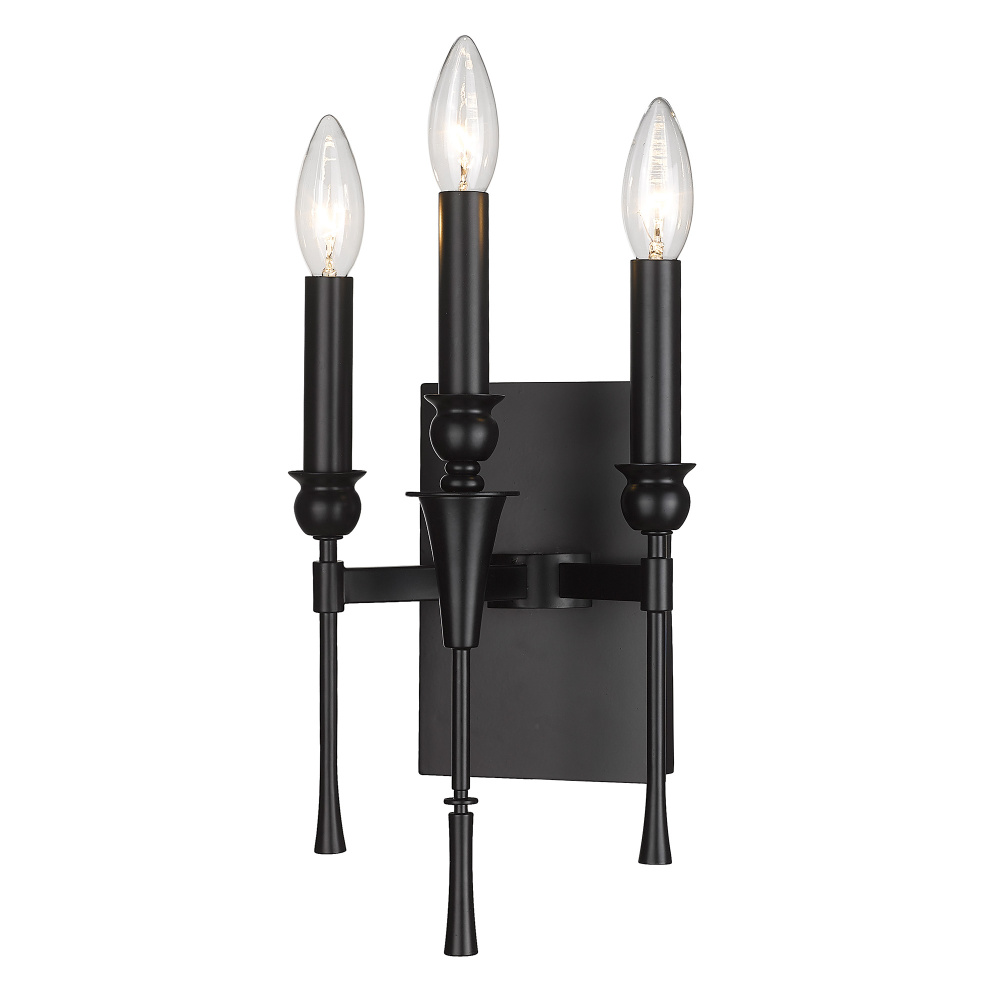 Golden Lighting Landon 3-light Wall Sconce in Matte Black